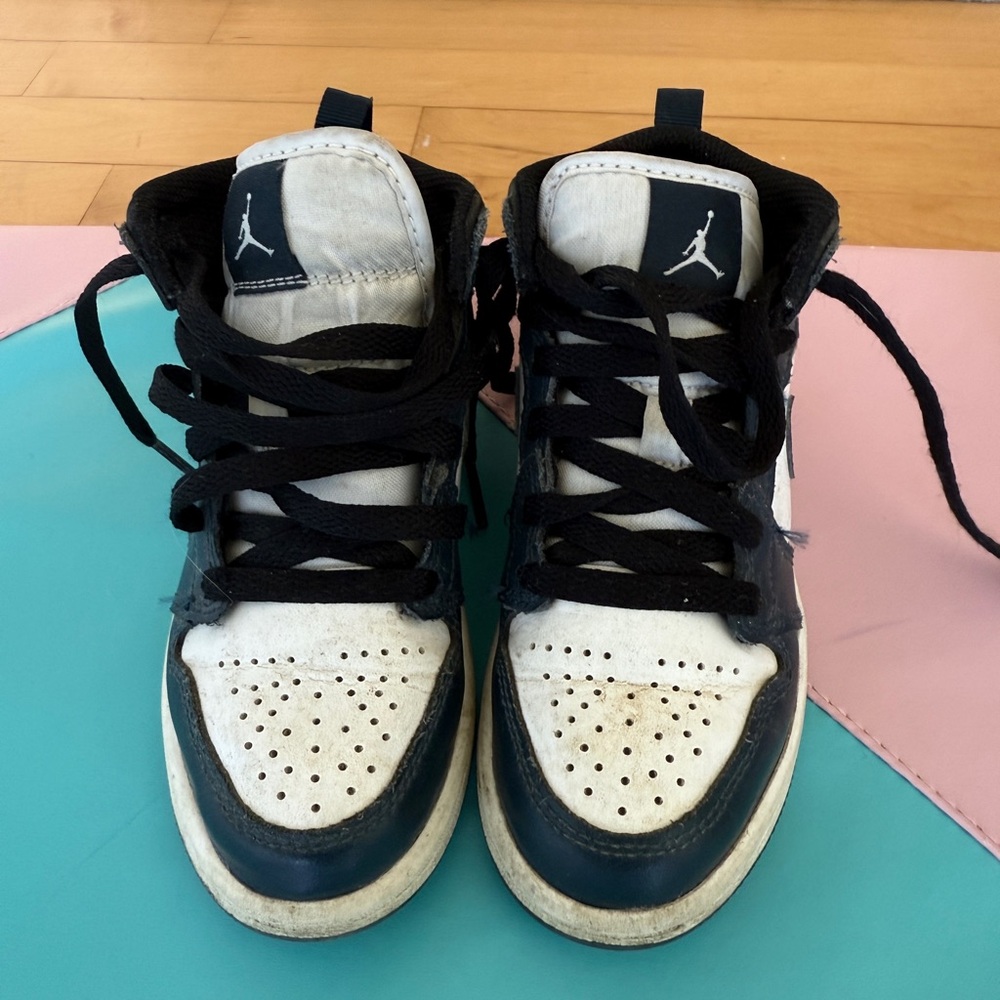 Navy and White Nike Air Jordon High-Top Sneakers